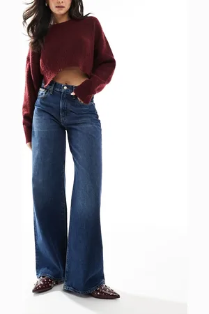 Calvin Klein Wide leg jeans in dark tint-Navy