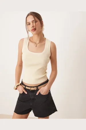 AWARE Ribbed knitted tank top in -White