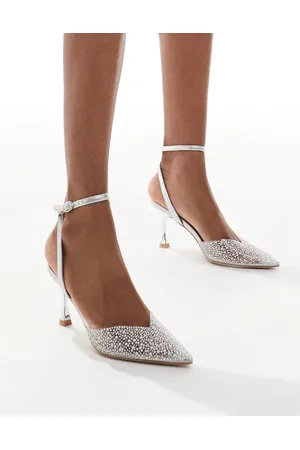 New Look Clear embellished heeled court shoes in
