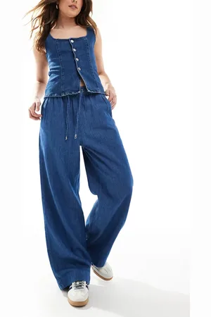 New Look Denim pull on wide leg pants in