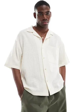 Pull&Bear Rustic self check shirt in ecru