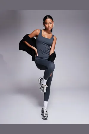 The Couture Club Sculpting stretch crossover waistband leggings in (part of a set)-Grey