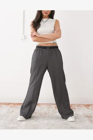 Monki Wide leg pants with boxer waistband in marl