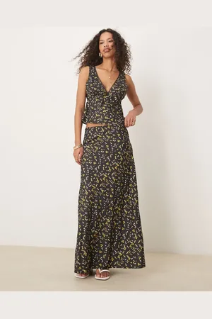 Kiss The Sky Maxi slip skirt (part of a set)-Black