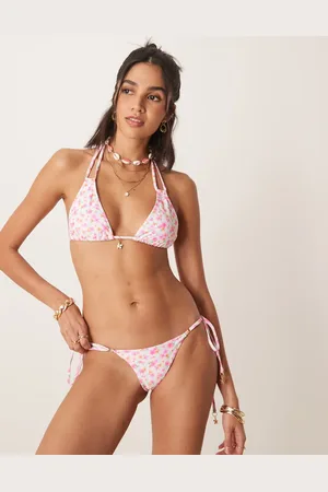Kulani Kinis Flamingo Flora thong tie side bikini bottoms in
