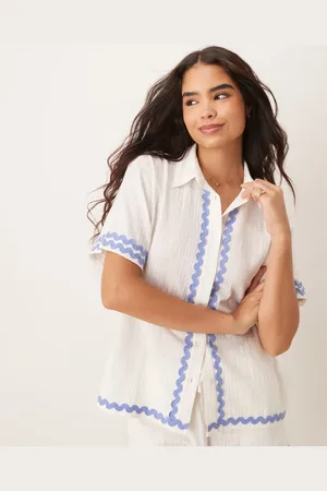 Iisla & Bird Ric rac trim short sleeve beach shirt in (part of a set)