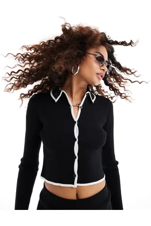 Kiss The Sky Collared cardigan with white piping in