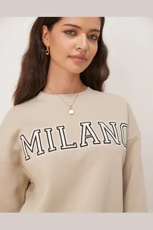 Gina Tricot Milano logo oversized sweatshirt in -Brown