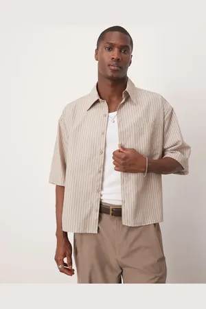ASOS 90s oversized boxy shirt in stripe-Neutral