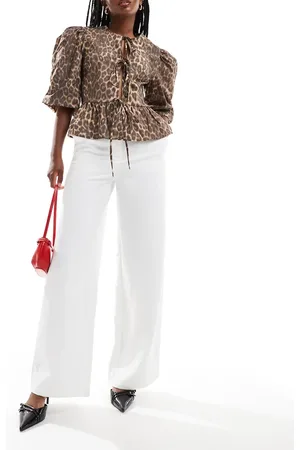 ASOS Tailored relaxed straight leg pants in -White