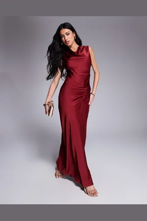 Forever New Drape satin slip dress in -Red