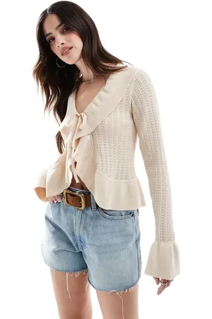 New Look Frill detail cardigan in -White