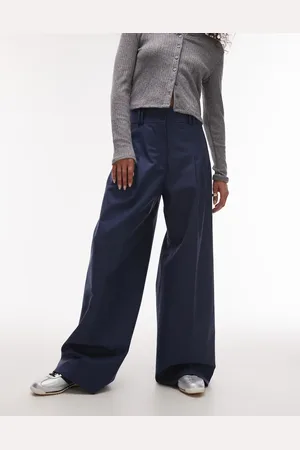 & OTHER STORIES Relaxed wide leg tailored pants with pleat front in blue