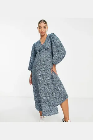Glamorous Glamorous Maternity wrap midi dress in -Multi