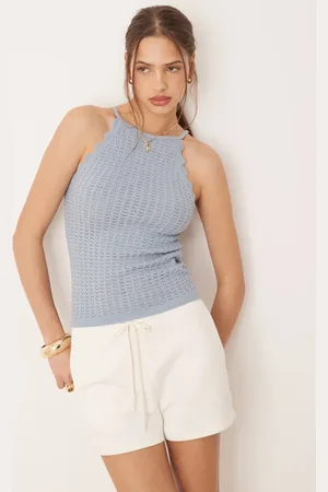 AWARE Fine knit tank top with scalloped trim in