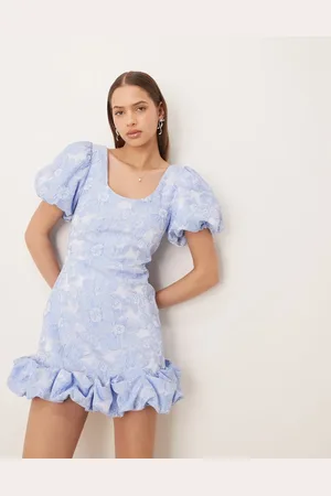 Sister Jane Jacquard bubble hem mini dress in floral