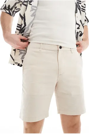 JACK & JONES Linen mix shorts in cream-White