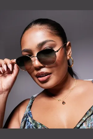 Quay Australia Quay Big Time round metal sunglasses in with green lens