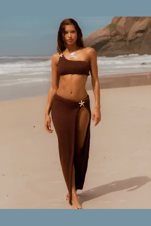 Moda Minx X Agnes Pimentel maxi scrunch beach skirt in -Brown