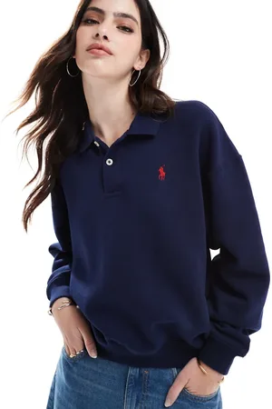 Ralph Lauren Collared sweatshirt with logo in navy