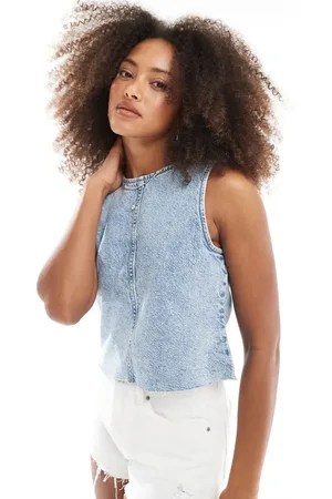 JJXX Denim sleeveless top in light blue wash