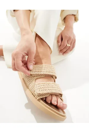 SEQWL Sandals with straps in natural raffia-Neutral