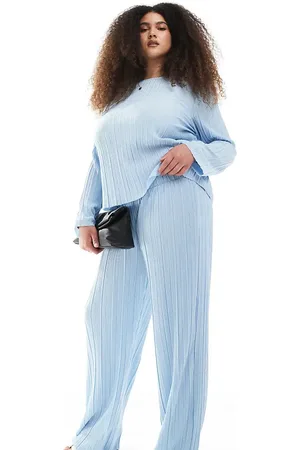 Pieces® Pieces Curve plisse wide leg pants in (part of a set)