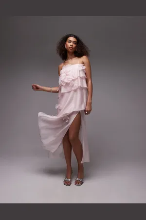 & OTHER STORIES Sheer chiffon maxi dress with layers and flower applique in
