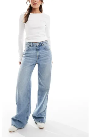 Pull&Bear High rise wide leg jeans in washed