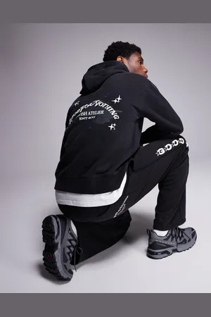 Good For Nothing Space dye hoodie with sleeve and back print in wash (part of a set)