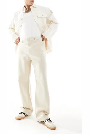 Only & Sons Loose fit linen pants in ecru-Neutral