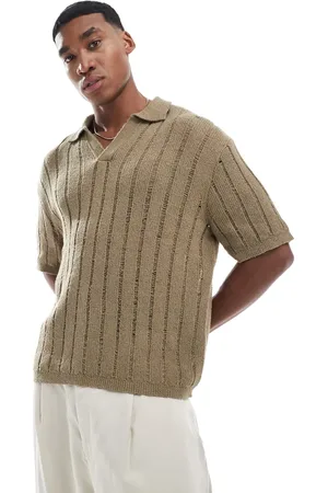 Pull&Bear Knitted polo in -Neutral