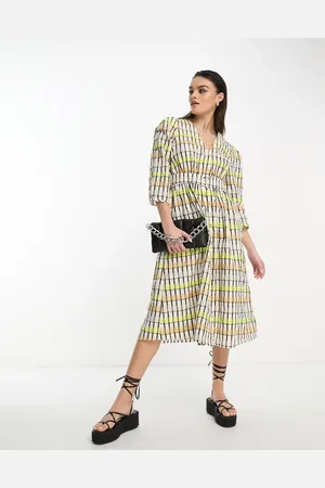 Object Smock midi dress in tiled print-Multi