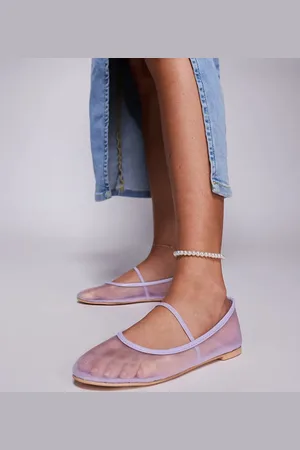 Public Desire Public Desire Twiggie Wide Fit ballet flats in mesh -Yellow