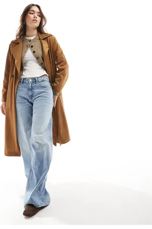 Stradivarius Faux suede trench in -Neutral