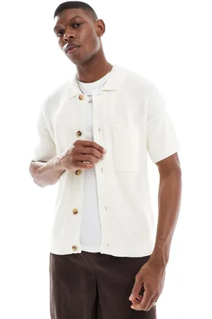 New Look Knitted shirt in cream-Neutral