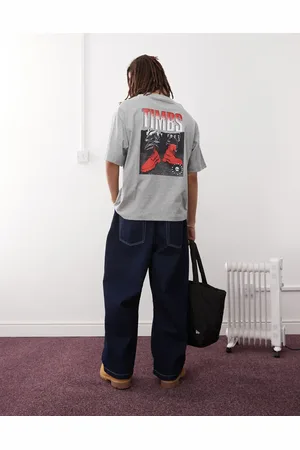 Timberland Timbs 6" back print oversized t-shirt in grey