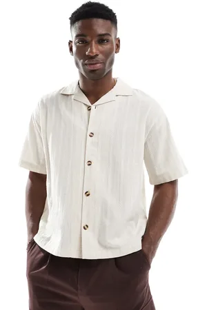 Pull&Bear Textured stripe shirt in ecru