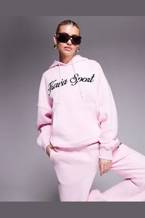 Kaiia Sport embroidered script logo hoodie in pink and black (part of a set)