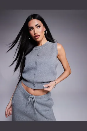 The Couture Club Knit button up waistcoat style top in grey marl (part of a set)