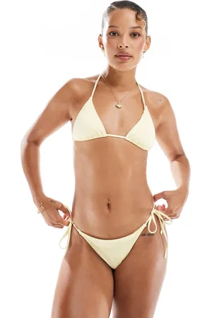 Pull&Bear Tie side bikini bottoms in butter