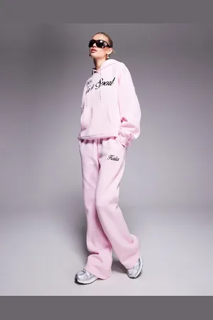 Kaiia Embroidered script logo trackies in pink and black (part of a set)