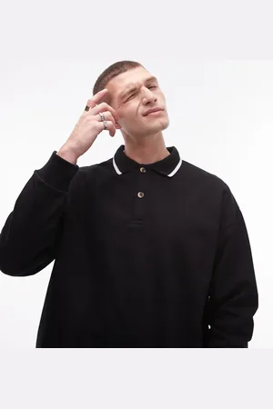 Topman Oversized fit sweat polo with tipped collar in