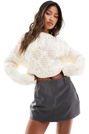 In The Style All over cable knit jumper in -White