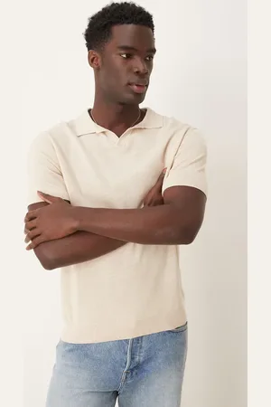 SELECTED Knitted polo in cream-White