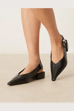 ASOS Ledge premium leather slingbacks in black