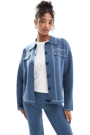 Object Western style knitted shirt in blue (part of a set)