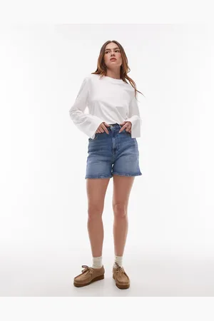Tommy Hilfiger Mom denim shorts in mid wash-Blue