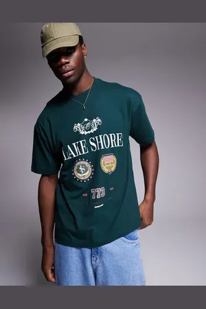 ASOS Oversized t-shirt with varsity graphics in dark green