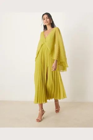 ASOS Cape detail pleated maxi dress in